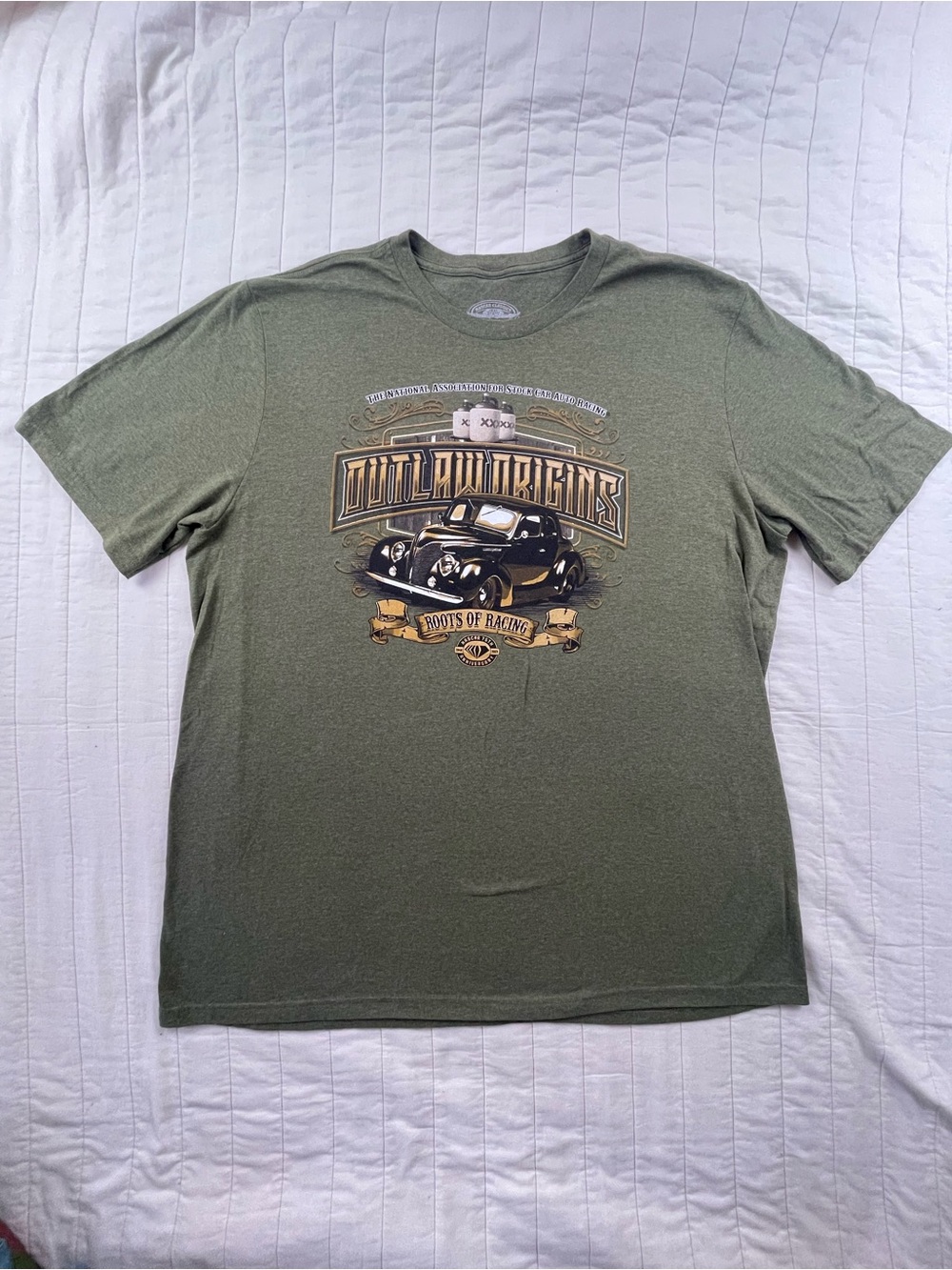 NASCAR Outlaw Origins Racing Graphic Tee - Green with Black & Gold Print XXL
